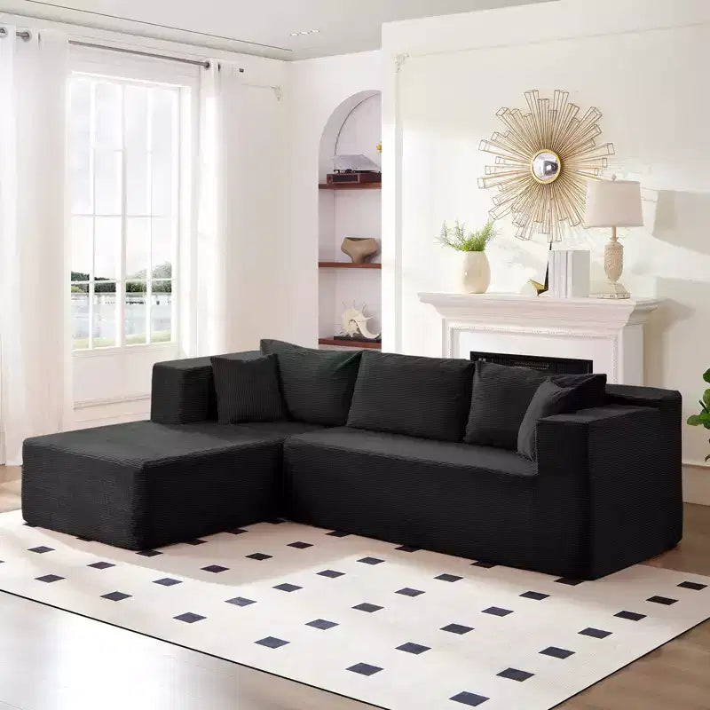 Mjkone 106'' Modern 2-Piece Corduroy Free Combination L-Shaped Sofa Deep Seat,Upholstered Chaise Sectional Sofas With Left Chaise