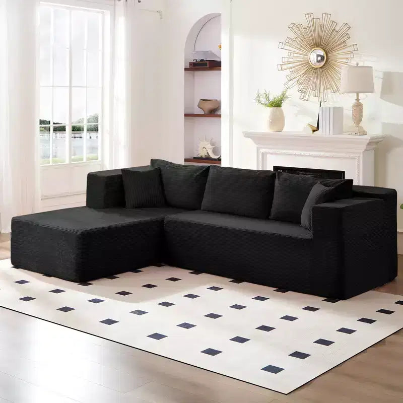 Mjkone 106'' Modern 2-Piece Corduroy Free Combination L-Shaped Sofa Deep Seat,Upholstered Chaise Sectional Sofas With Left Chaise