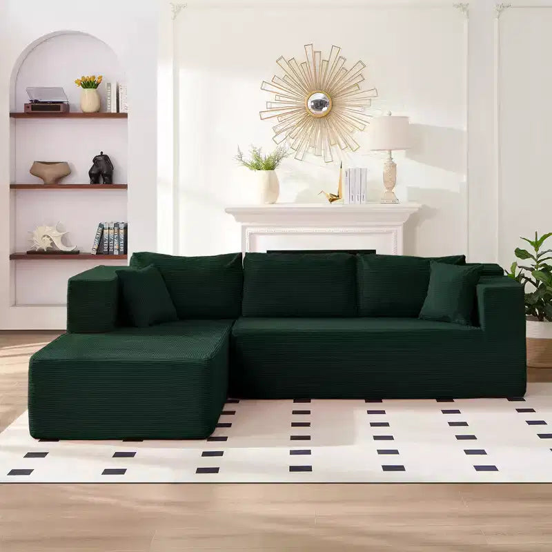 Mjkone 106'' Modern 2-Piece Corduroy Free Combination L-Shaped Sofa Deep Seat,Upholstered Chaise Sectional Sofas With Left Chaise