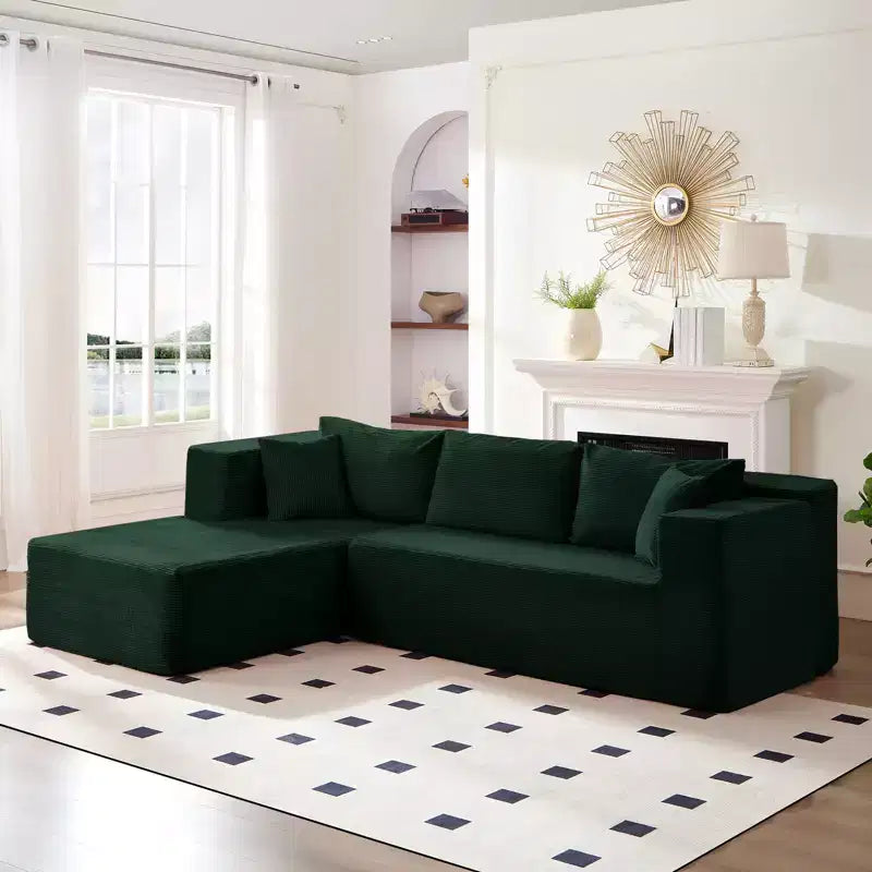Mjkone 106'' Modern 2-Piece Corduroy Free Combination L-Shaped Sofa Deep Seat,Upholstered Chaise Sectional Sofas With Left Chaise
