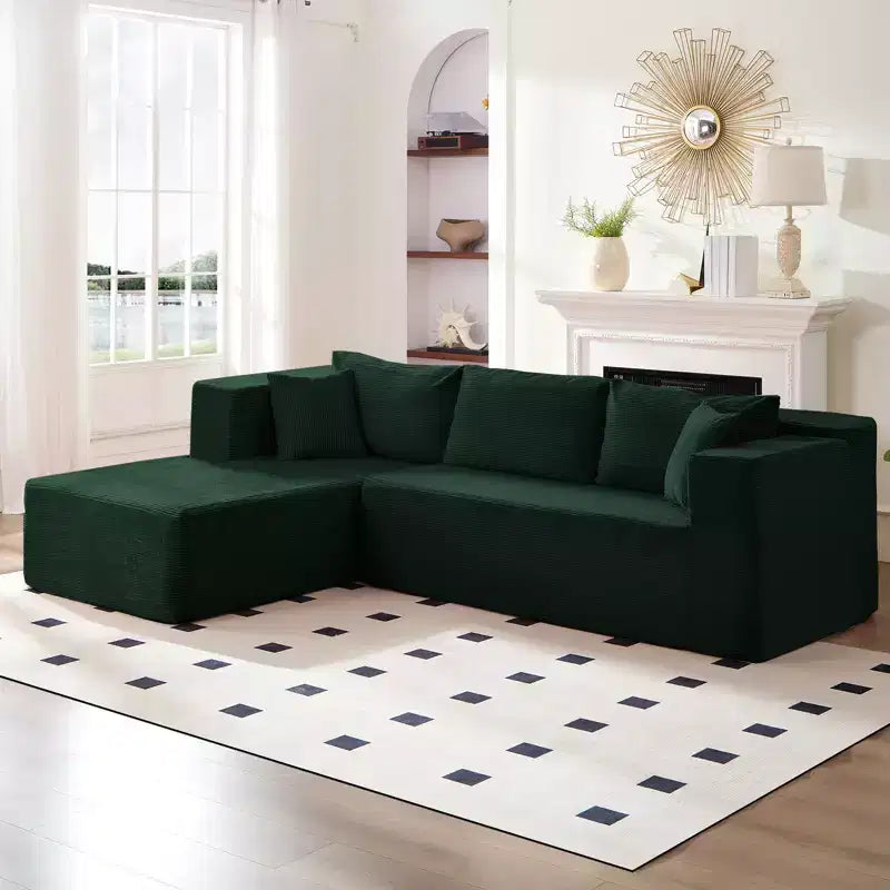 Mjkone 106'' Modern 2-Piece Corduroy Free Combination L-Shaped Sofa Deep Seat,Upholstered Chaise Sectional Sofas With Left Chaise