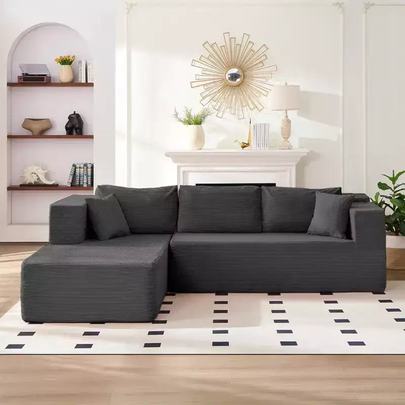 Mjkone 106'' Modern 2-Piece Corduroy Free Combination L-Shaped Sofa Deep Seat,Upholstered Chaise Sectional Sofas With Left Chaise