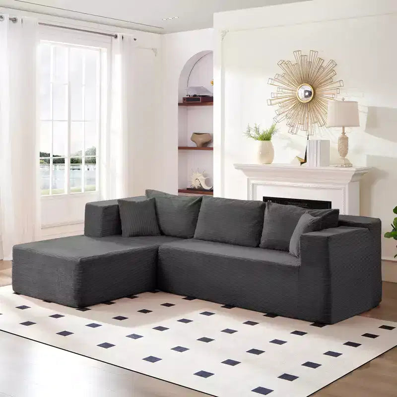 Mjkone 106'' Modern 2-Piece Corduroy Free Combination L-Shaped Sofa Deep Seat,Upholstered Chaise Sectional Sofas With Left Chaise