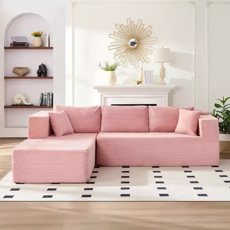 Mjkone 106'' Modern 2-Piece Corduroy Free Combination L-Shaped Sofa Deep Seat,Upholstered Chaise Sectional Sofas With Left Chaise