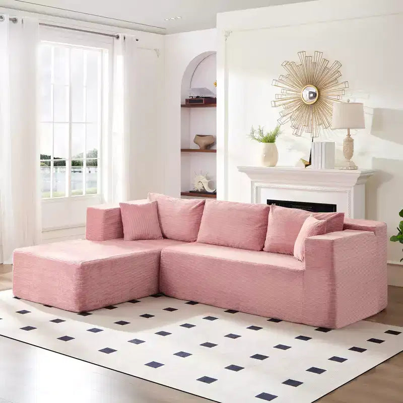 Mjkone 106'' Modern 2-Piece Corduroy Free Combination L-Shaped Sofa Deep Seat,Upholstered Chaise Sectional Sofas With Left Chaise