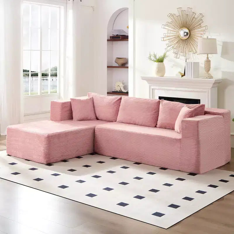 Mjkone 106'' Modern 2-Piece Corduroy Free Combination L-Shaped Sofa Deep Seat,Upholstered Chaise Sectional Sofas With Left Chaise