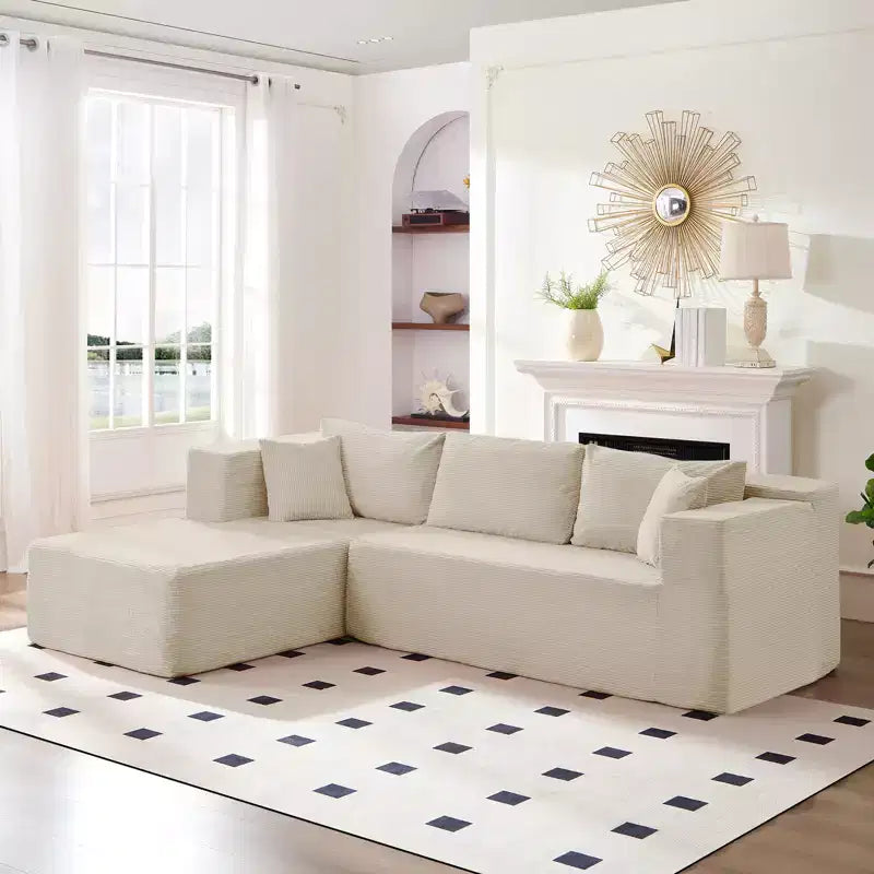 Mjkone 106'' Modern 2-Piece Corduroy Free Combination L-Shaped Sofa Deep Seat,Upholstered Chaise Sectional Sofas With Left Chaise
