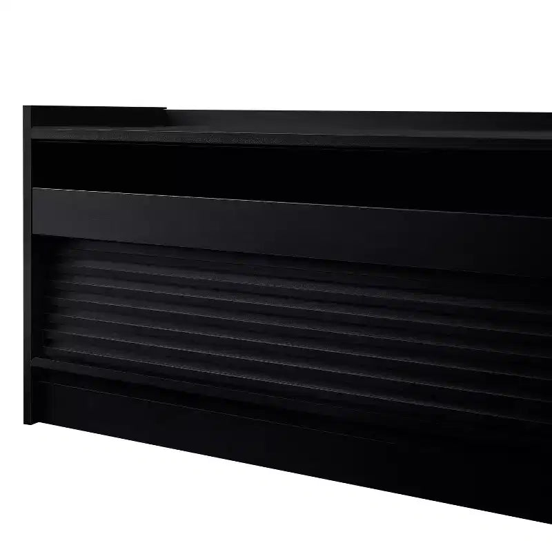 Modern TV Stand TV Console Media Console with 4 Drawer, Charging Ports and Ambient LED Lighting, Natural/Walnut/Black-Christopher Knight Home