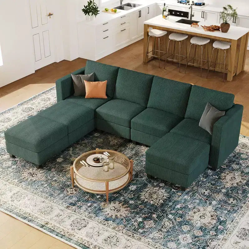 Belffin Modular Sectional Couch with Storage Ottoman U Shaped Corduroy Sectional Sofa with Chaise Convertible Modern Sectional Sofa Couch