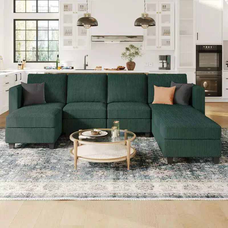 Belffin Modular Sectional Couch with Storage Ottoman U Shaped Corduroy Sectional Sofa with Chaise Convertible Modern Sectional Sofa Couch