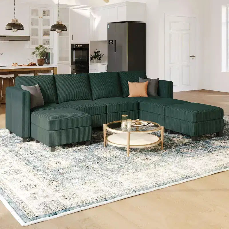 Belffin Modular Sectional Couch with Storage Ottoman U Shaped Corduroy Sectional Sofa with Chaise Convertible Modern Sectional Sofa Couch