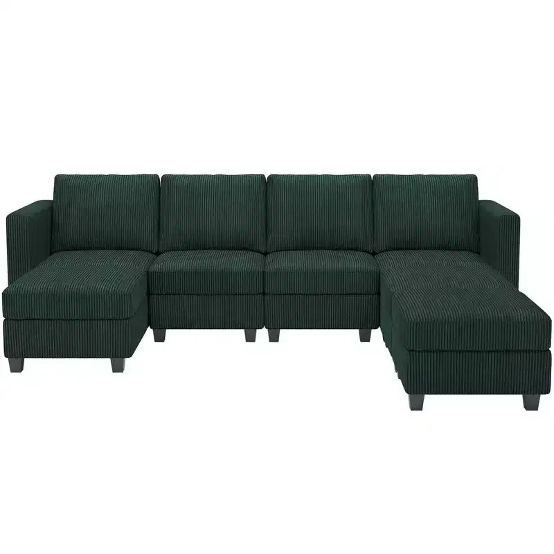 Belffin Modular Sectional Couch with Storage Ottoman U Shaped Corduroy Sectional Sofa with Chaise Convertible Modern Sectional Sofa Couch