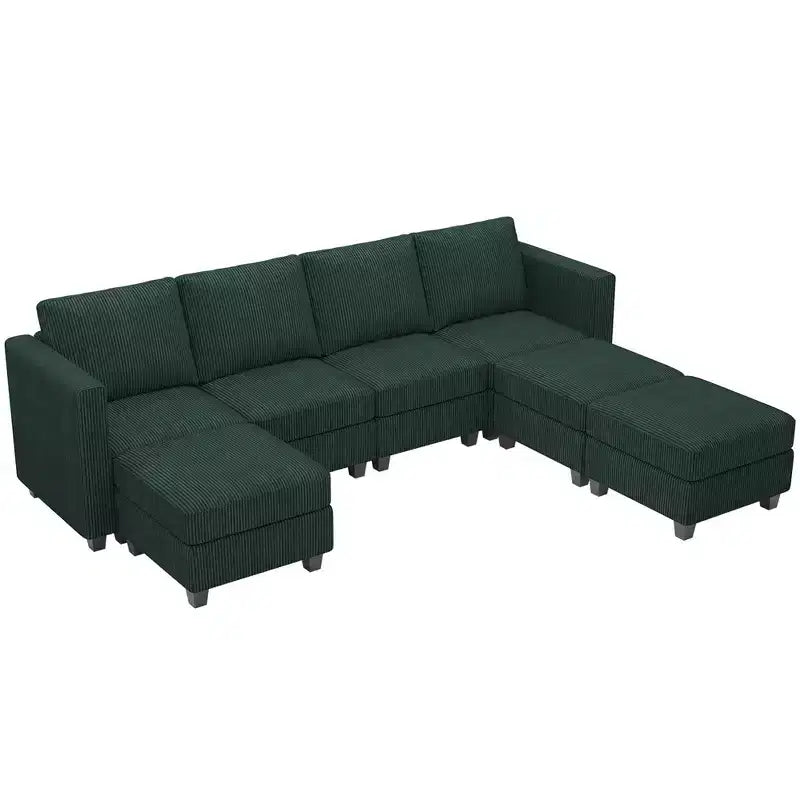 Belffin Modular Sectional Couch with Storage Ottoman U Shaped Corduroy Sectional Sofa with Chaise Convertible Modern Sectional Sofa Couch