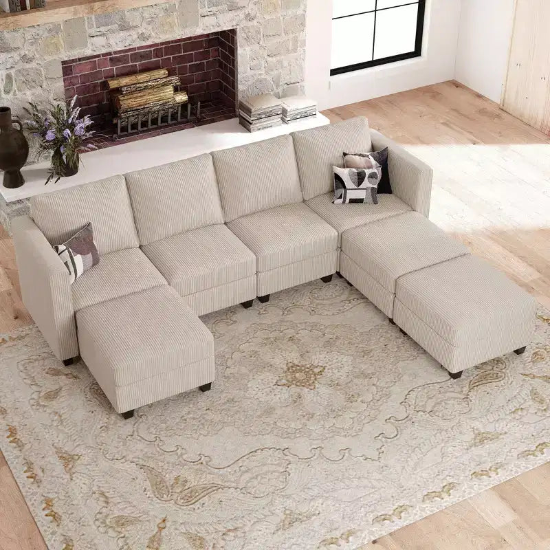 Belffin Modular Sectional Couch with Storage Ottoman U Shaped Corduroy Sectional Sofa with Chaise Convertible Modern Sectional Sofa Couch