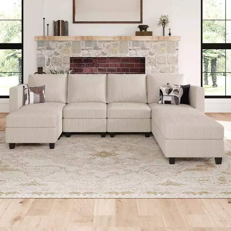 Belffin Modular Sectional Couch with Storage Ottoman U Shaped Corduroy Sectional Sofa with Chaise Convertible Modern Sectional Sofa Couch