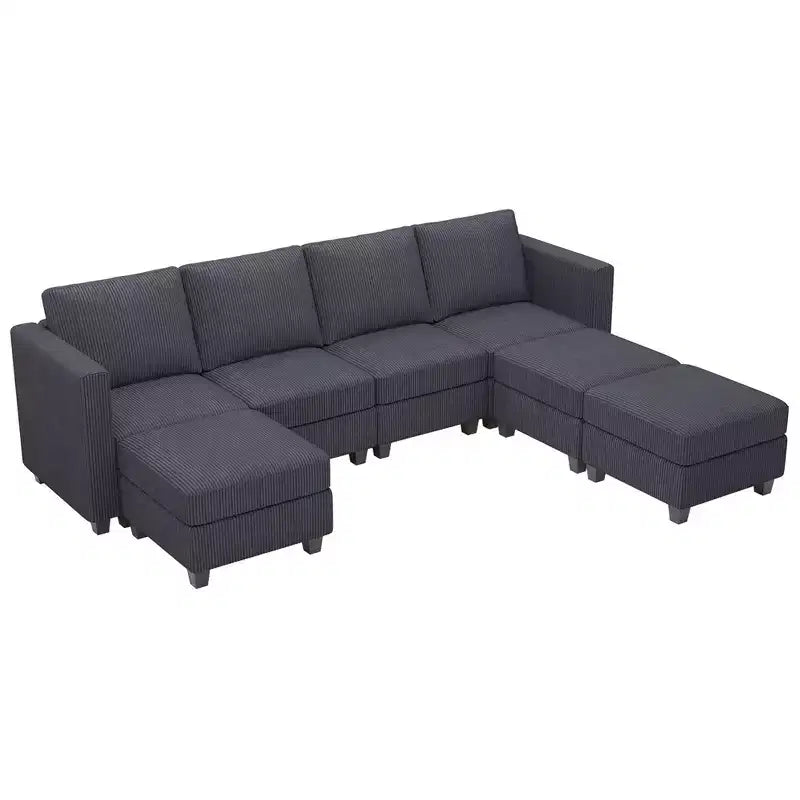 Belffin Modular Sectional Couch with Storage Ottoman U Shaped Corduroy Sectional Sofa with Chaise Convertible Modern Sectional Sofa Couch