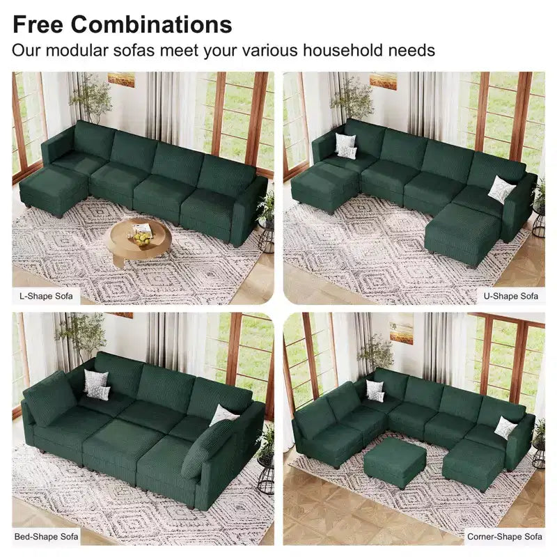 Belffin Modular Sectional Sleeper Sofa with Storage Ottoman, Corduroy Luxury Sectional Sofa with Chaise Convertible Modern Sectional for Living Room