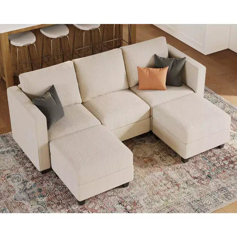Belffin Modular Sectional Sleeper Sofa with Storage Ottoman, Corduroy Luxury Sectional Sofa with Chaise Convertible Modern Sectional for Living Room