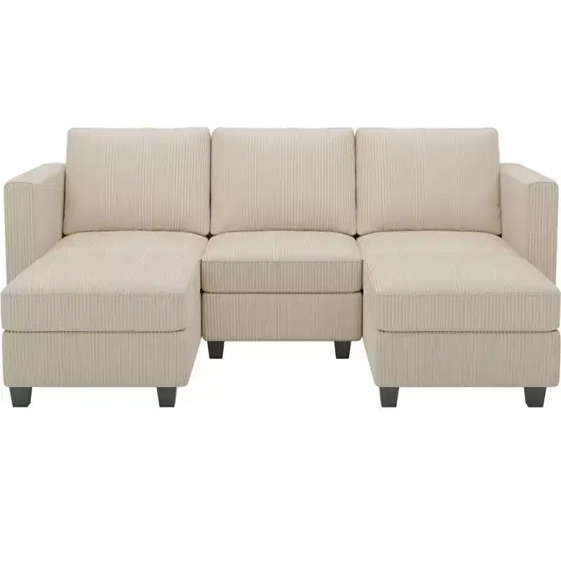 Belffin Modular Sectional Sleeper Sofa with Storage Ottoman, Corduroy Luxury Sectional Sofa with Chaise Convertible Modern Sectional for Living Room