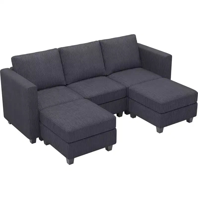 Belffin Modular Sectional Sleeper Sofa with Storage Ottoman, Corduroy Luxury Sectional Sofa with Chaise Convertible Modern Sectional for Living Room