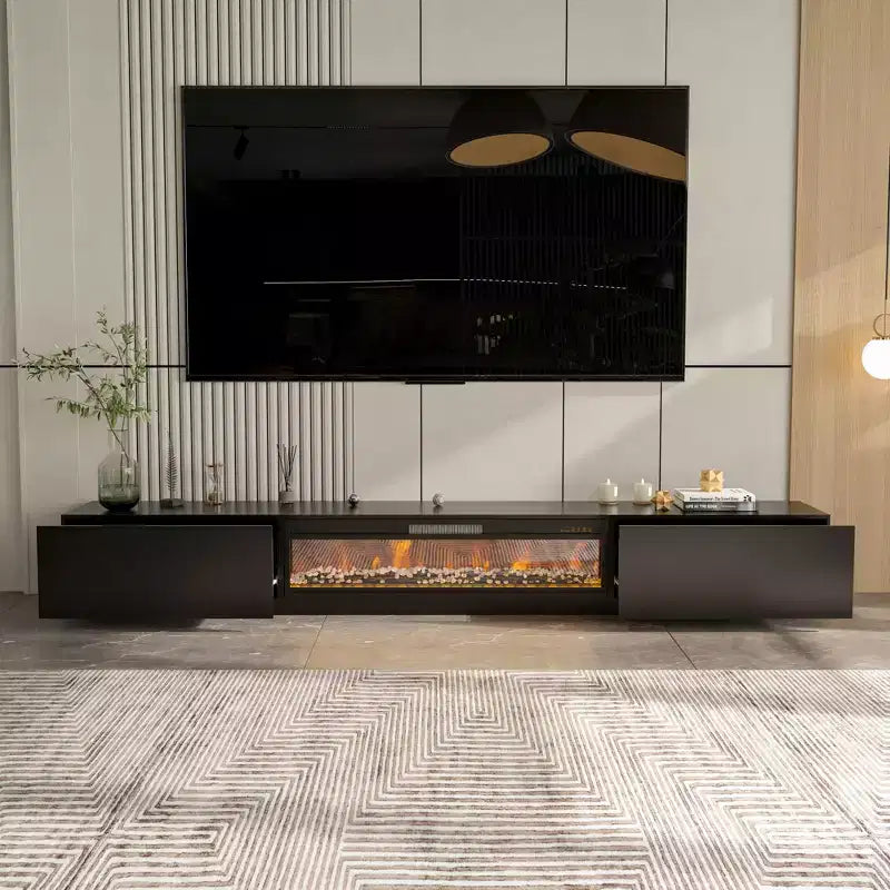 Meuble TV moderne et minimaliste Famapy, meuble multimédia avec tiroirs et étagères ouvertes