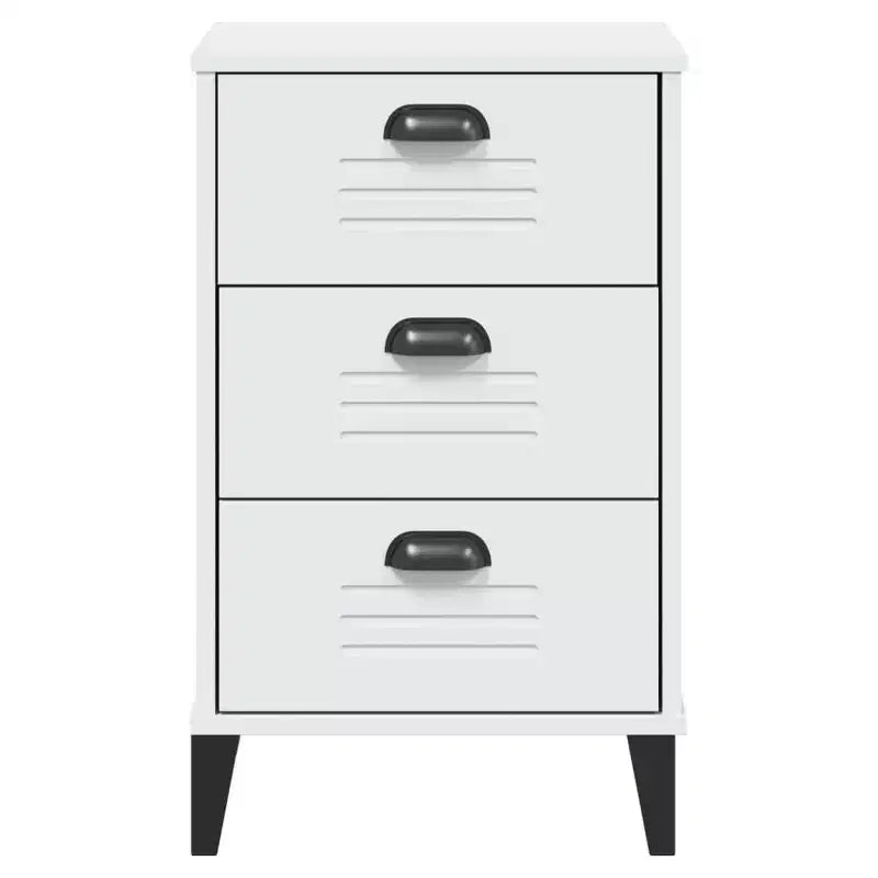 vidaXL Bedside Cabinet Accent End Table Bedroom Furniture Engineered Wood - White Anthracite Gray