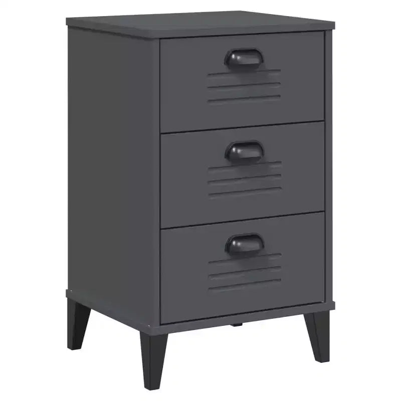 vidaXL Bedside Cabinet Accent End Table Bedroom Furniture Engineered Wood - White Anthracite Gray