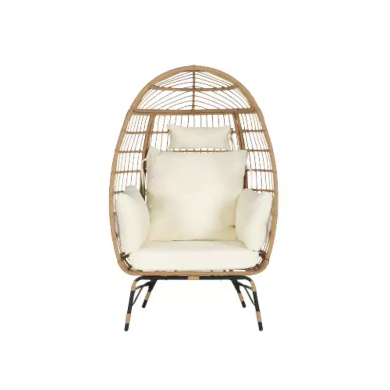 Fauteuil œuf en osier, Fauteuil œuf en rotin intérieur/extérieur, Grands fauteuils œuf surdimensionnés 600 lb avec coussin et oreiller