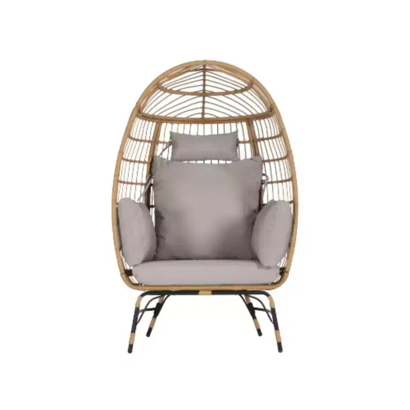 Fauteuil œuf en osier, Fauteuil œuf en rotin intérieur/extérieur, Grands fauteuils œuf surdimensionnés 600 lb avec coussin et oreiller