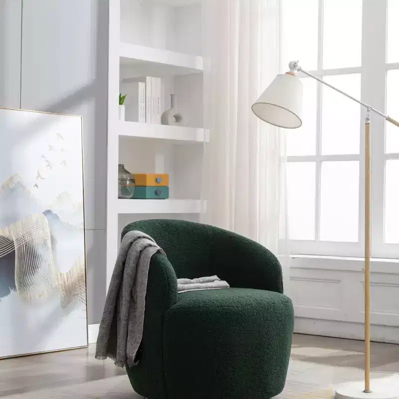 Fauteuil d'appoint pivotant en tissu velours avec anneau en métal thermolaqué noir, bleu