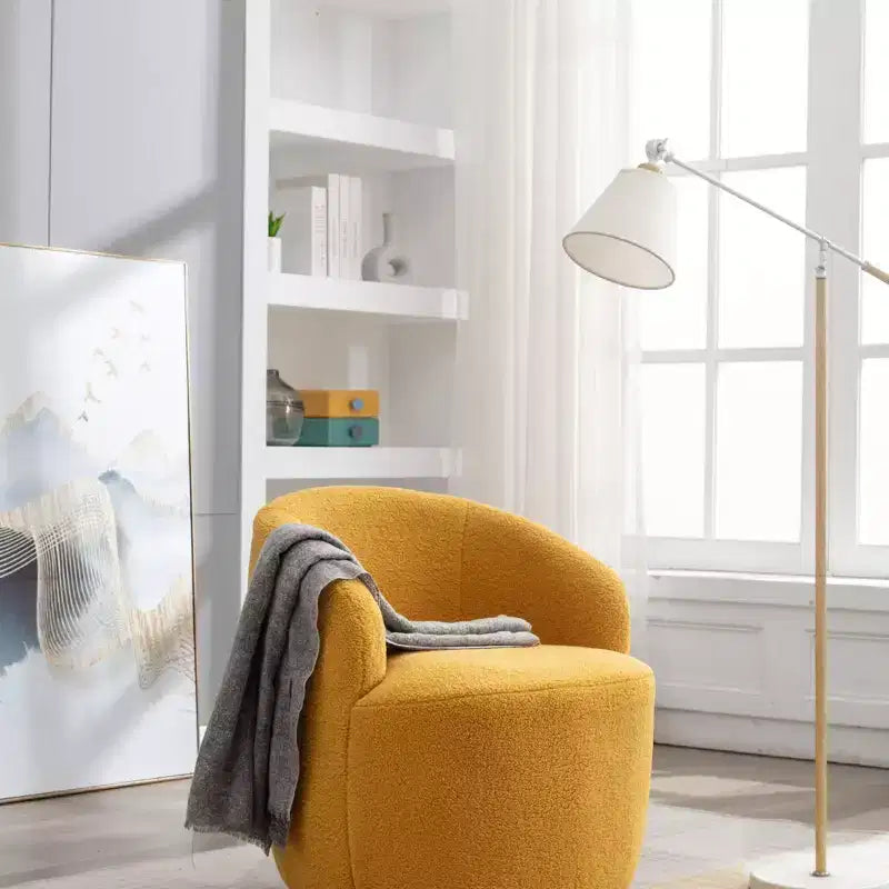 Fauteuil d'appoint pivotant en tissu velours avec anneau en métal thermolaqué noir, bleu