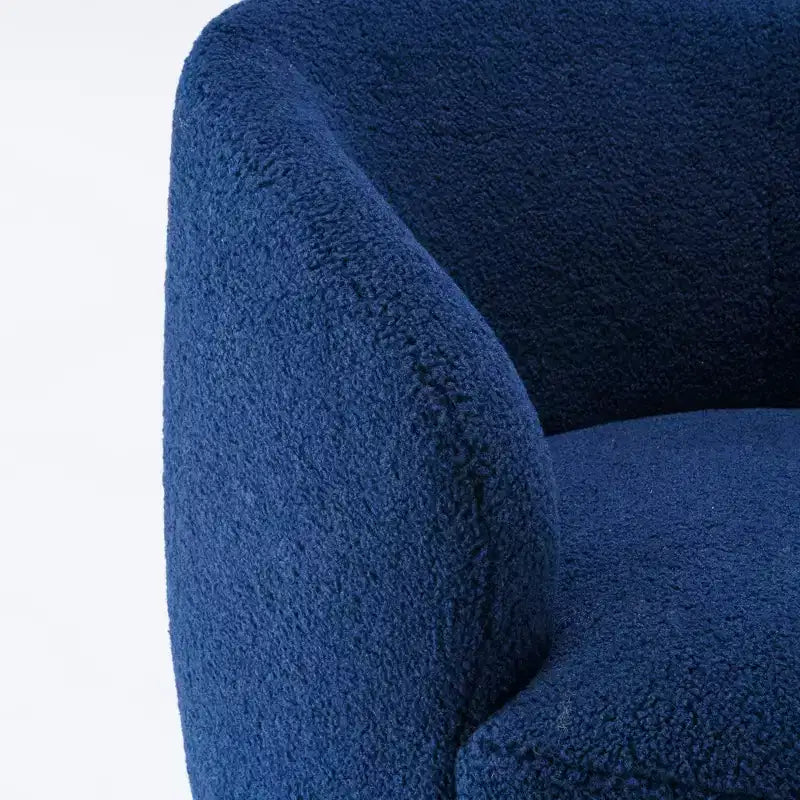 Fauteuil d'appoint pivotant en tissu velours avec anneau en métal thermolaqué noir, bleu
