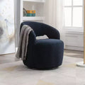 Fauteuil d'appoint pivotant en tissu velours avec anneau en métal thermolaqué noir, bleu