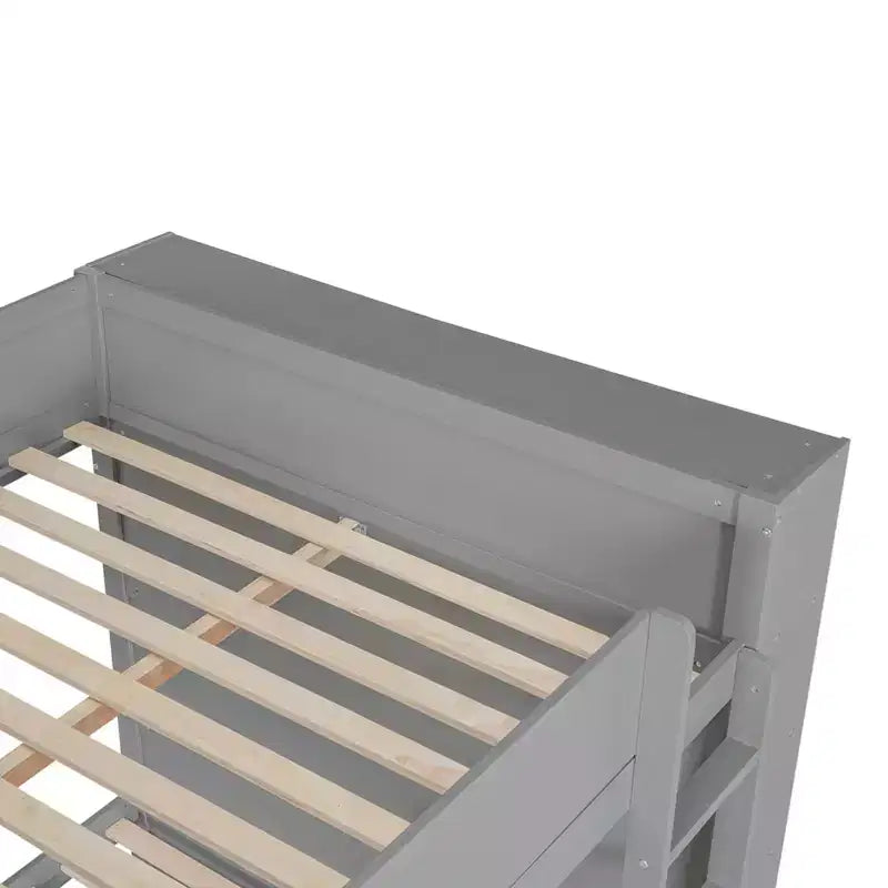 Twin Over Twin/Full Over Full Bunk Bed with 2 Drawers and Multi-Layer Cabinet, Space-Saving Storage Solution, White/Gray - ModernLuxe