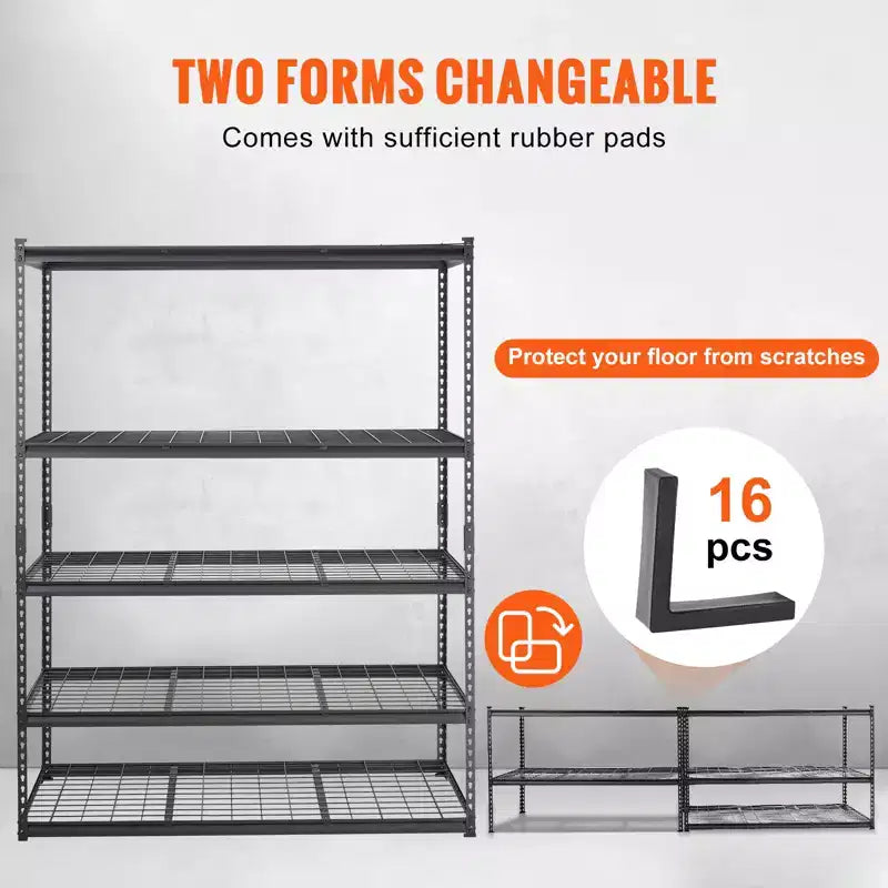 Étagère de rangement VEVOR, 5 niveaux réglables, capacité de 907 kg, étagères de garage robustes, organisateur en métal, étagère grillagée