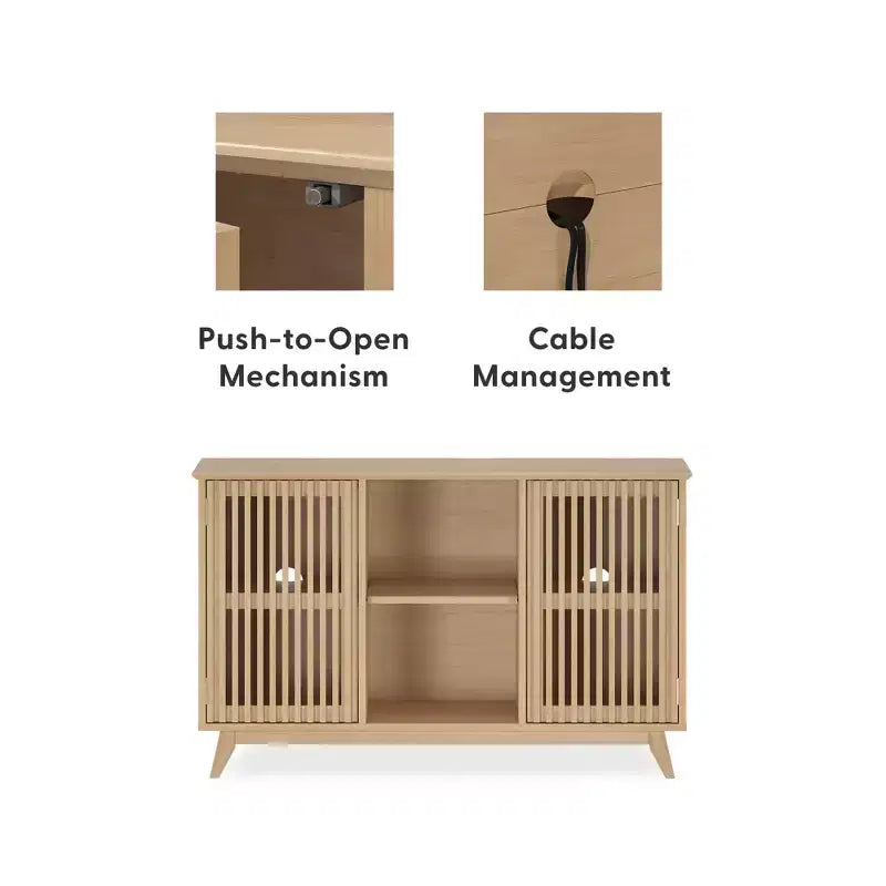 Plank+Beam Mid Century Modern Solid Wood Sideboard with 2 Doors, 49 TV Stand for Living Room