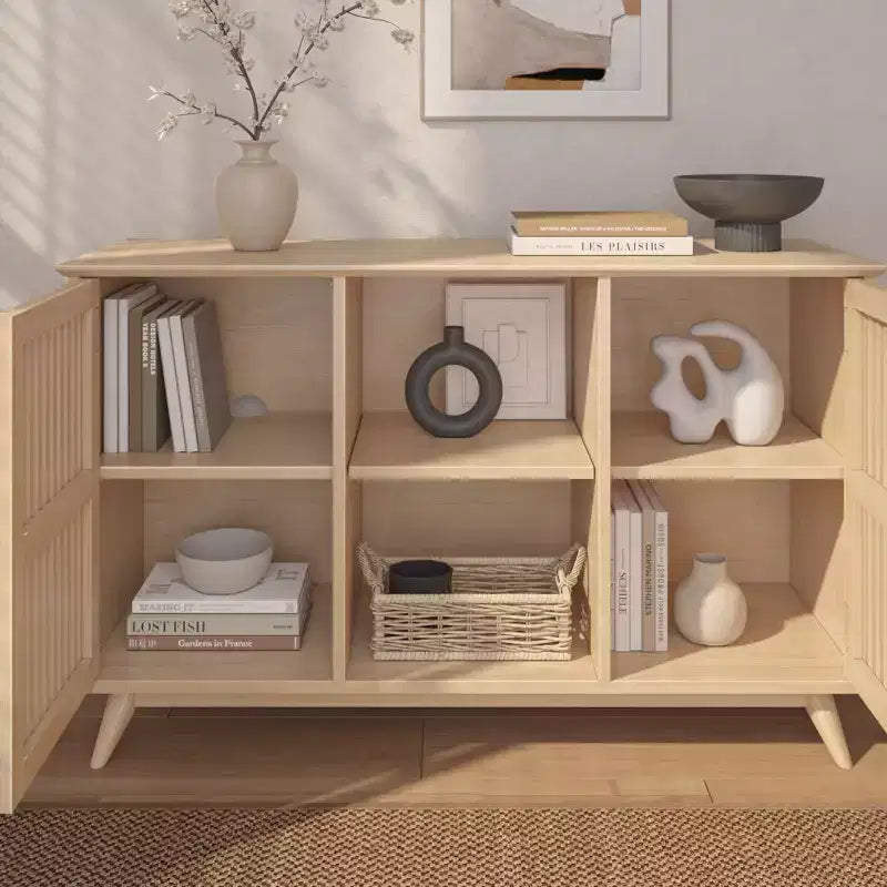 Plank+Beam Mid Century Modern Solid Wood Sideboard with 2 Doors, 49 TV Stand for Living Room