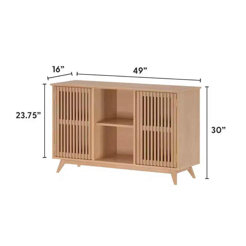 Plank+Beam Mid Century Modern Solid Wood Sideboard with 2 Doors, 49 TV Stand for Living Room