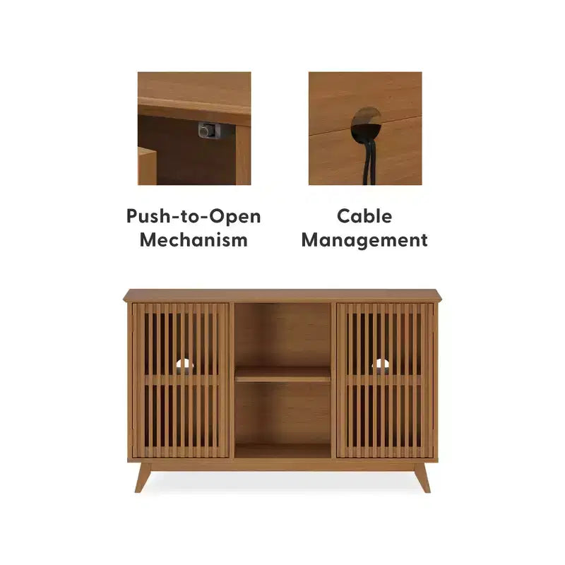 Plank+Beam Mid Century Modern Solid Wood Sideboard with 2 Doors, 49 TV Stand for Living Room