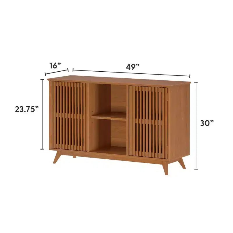 Plank+Beam Mid Century Modern Solid Wood Sideboard with 2 Doors, 49 TV Stand for Living Room