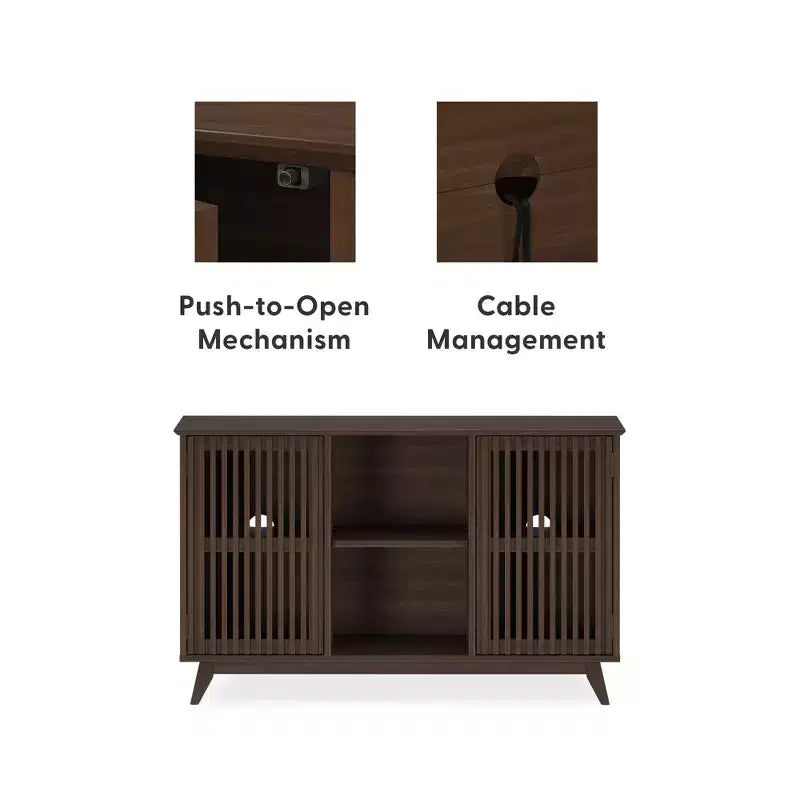 Plank+Beam Mid Century Modern Solid Wood Sideboard with 2 Doors, 49 TV Stand for Living Room