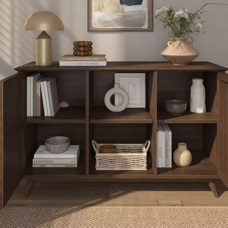 Plank+Beam Mid Century Modern Solid Wood Sideboard with 2 Doors, 49 TV Stand for Living Room