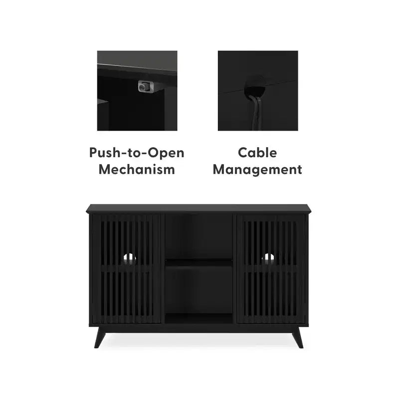 Plank+Beam Mid Century Modern Solid Wood Sideboard with 2 Doors, 49 TV Stand for Living Room