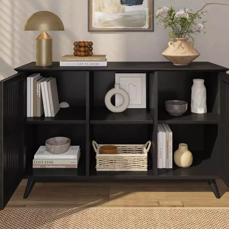 Plank+Beam Mid Century Modern Solid Wood Sideboard with 2 Doors, 49 TV Stand for Living Room