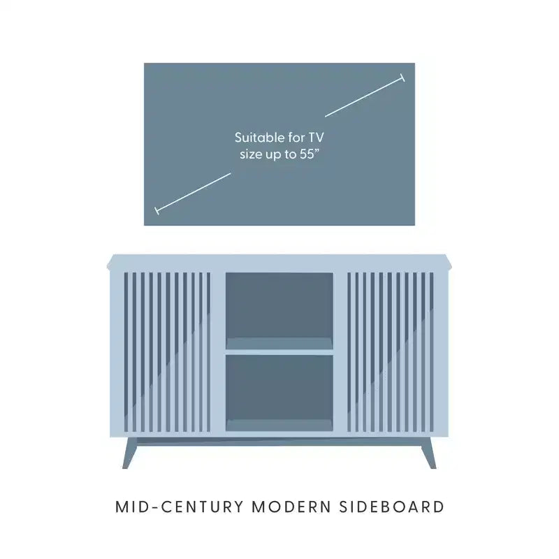 Plank+Beam Mid Century Modern Solid Wood Sideboard with 2 Doors, 49 TV Stand for Living Room