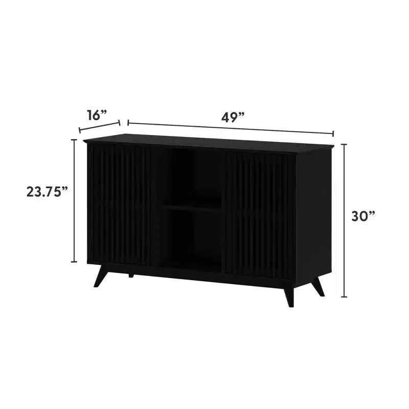 Plank+Beam Mid Century Modern Solid Wood Sideboard with 2 Doors, 49 TV Stand for Living Room