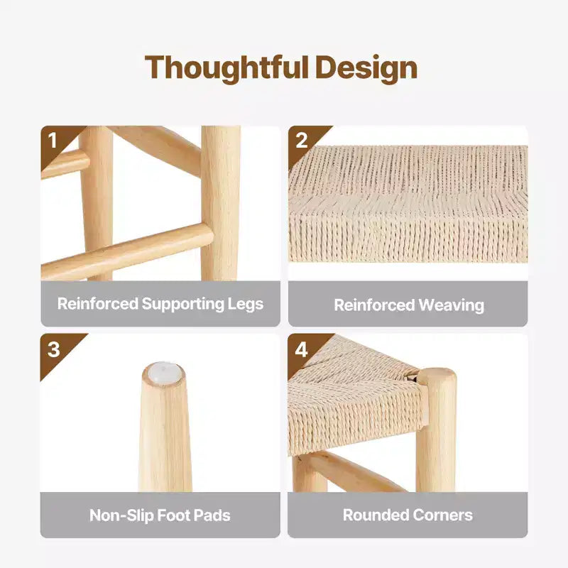 VEVOR Rattan Bench, 31.5 Wooden Rattan Bench, Entrywway Bench with Oak Wood Legs, Bedroom End of Bed Boho Bench with Hand Woven Rattan
