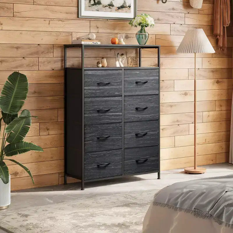 DEXYLLO Fabric Dresser 8 Drawers, Tall Storage Chest Tower for Bedroom, Closet, Living Room, Hallway, Space-Saving Organizer Unit