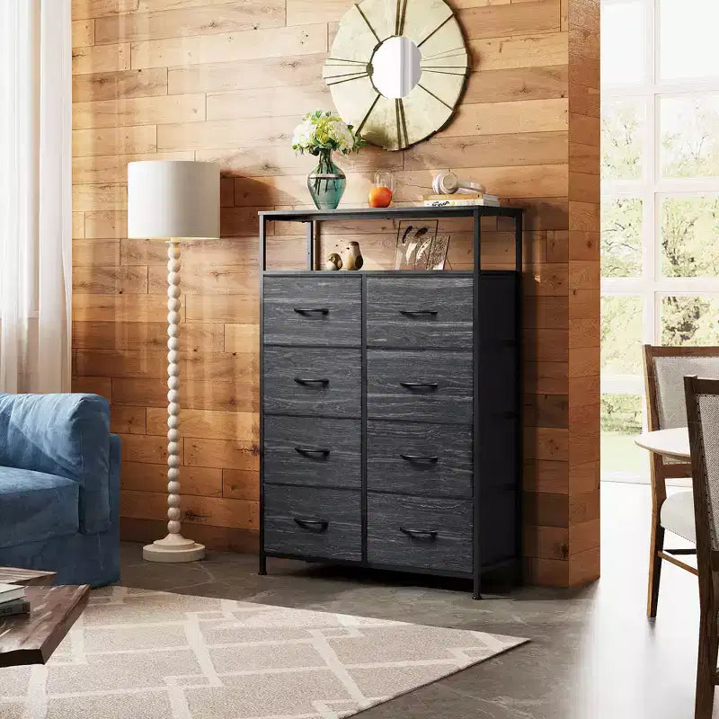 DEXYLLO Fabric Dresser 8 Drawers, Tall Storage Chest Tower for Bedroom, Closet, Living Room, Hallway, Space-Saving Organizer Unit