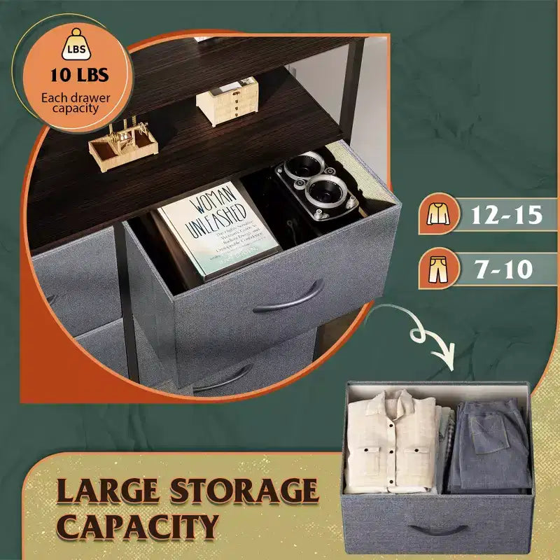 DEXYLLO Fabric Dresser 8 Drawers, Tall Storage Chest Tower for Bedroom, Closet, Living Room, Hallway, Space-Saving Organizer Unit